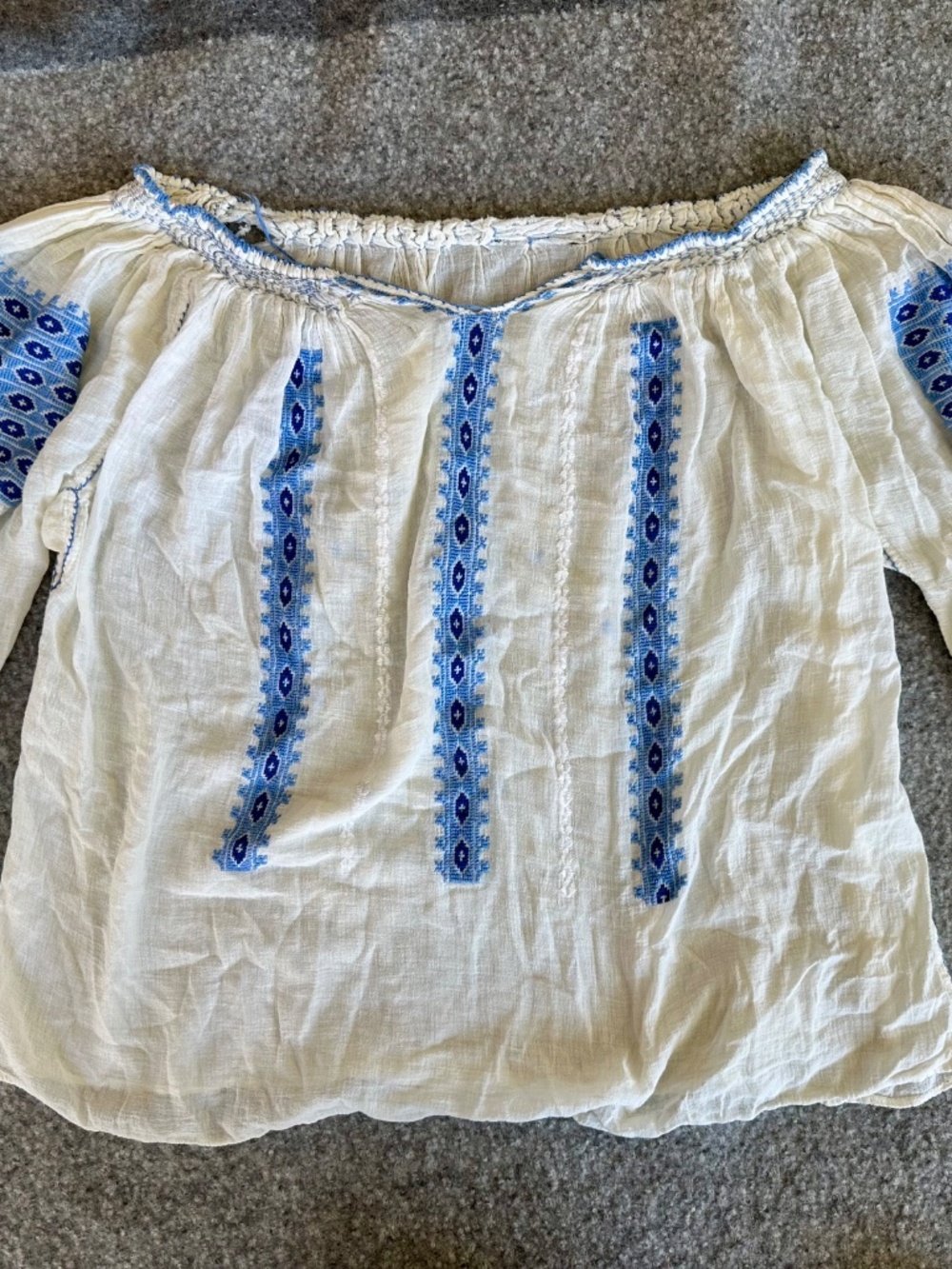 Handstitched Blue White Blouse - Picture 2 of 5